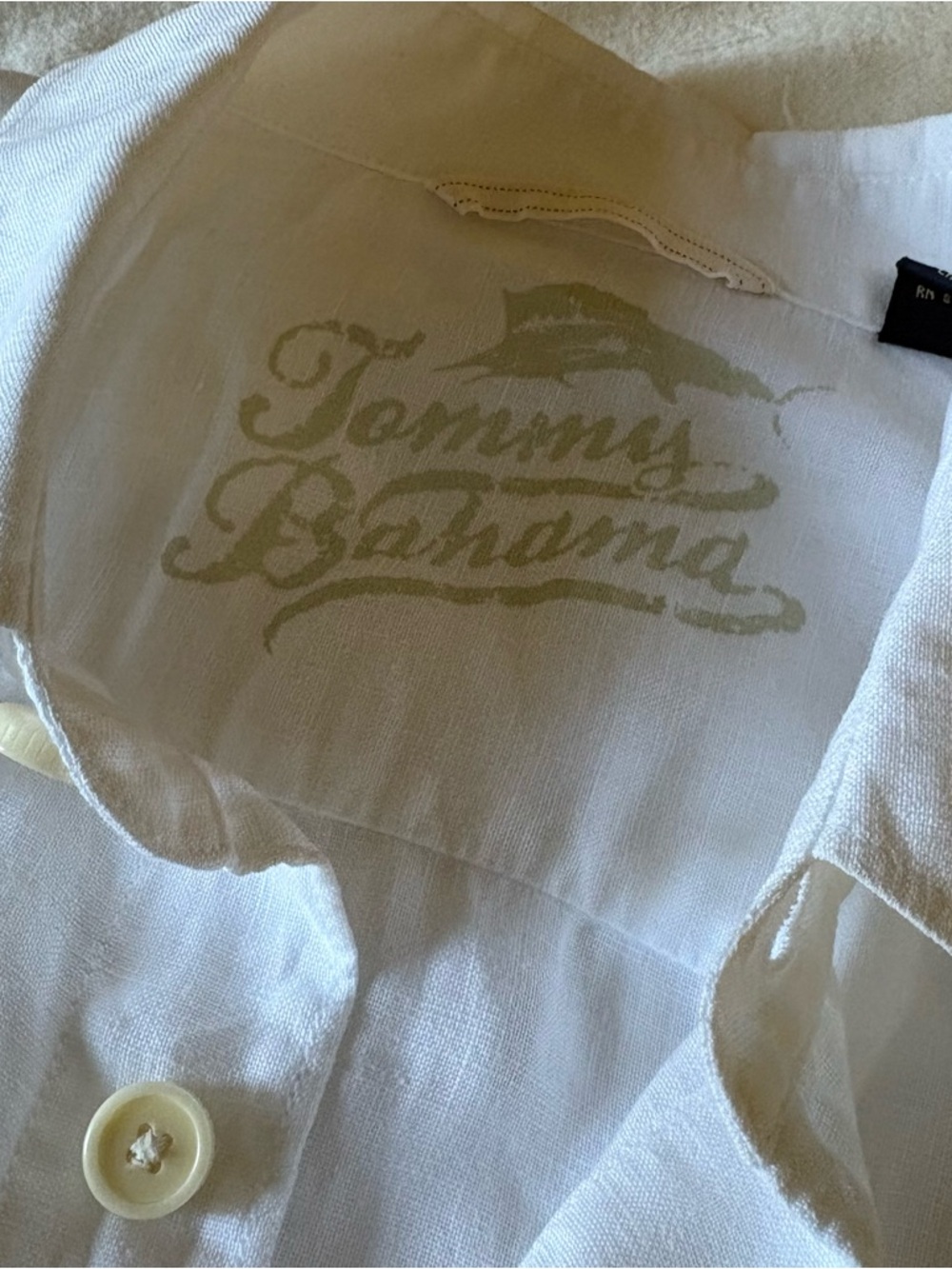 Tommy Bahama White 100% Linen Button Up Shirt - Large - Picture 2 of 5